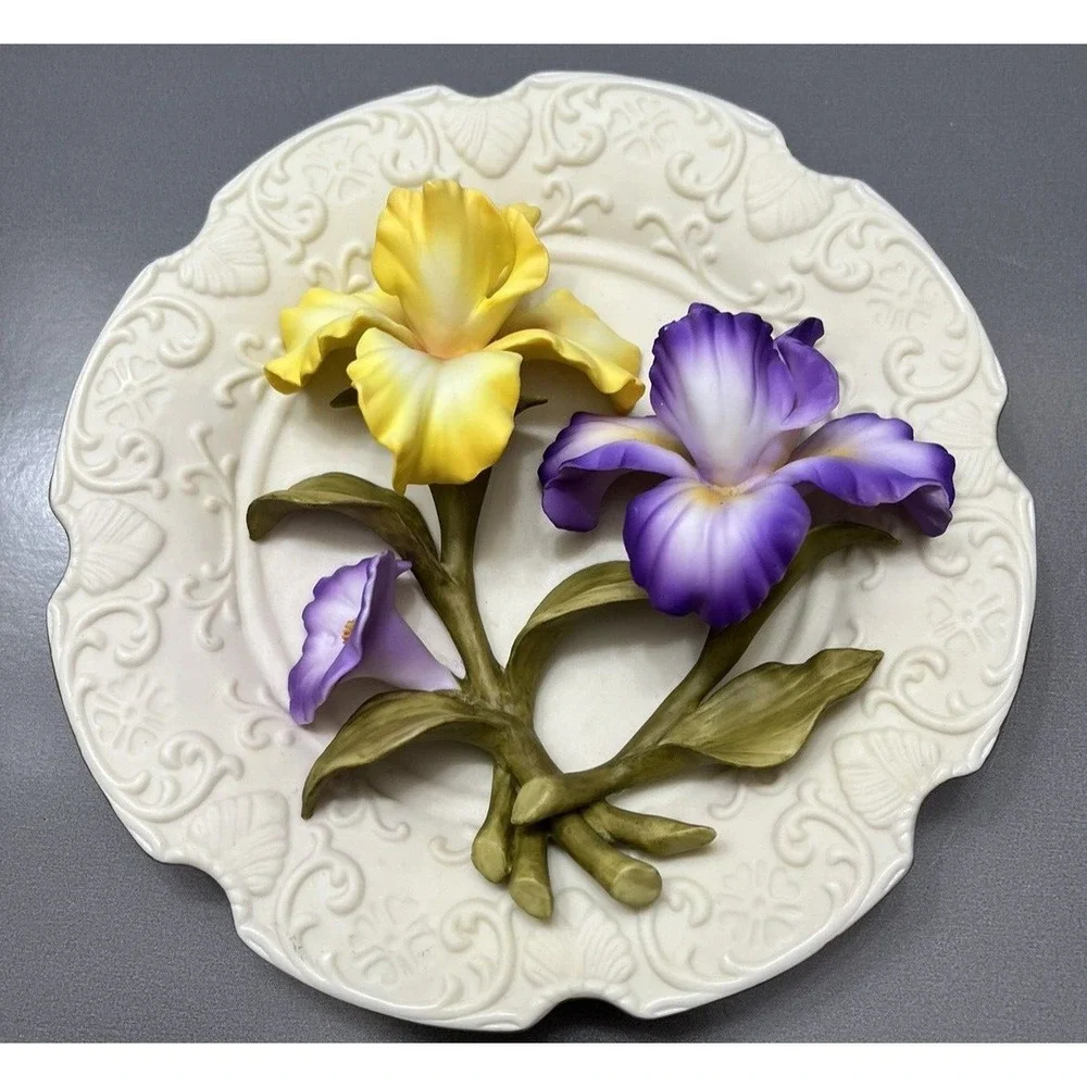 Bradford Exchange Iris Plate Precious Petals Salvatore Sarno Cottagecore Spring